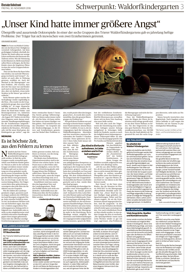 Trierischer Volksfreund, 30.11.2018, Vorfälle in der Kita und deren Behandlung