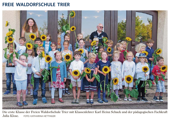 Trierischer Volksfreund, 01.09.2016, Neue erste Klasse